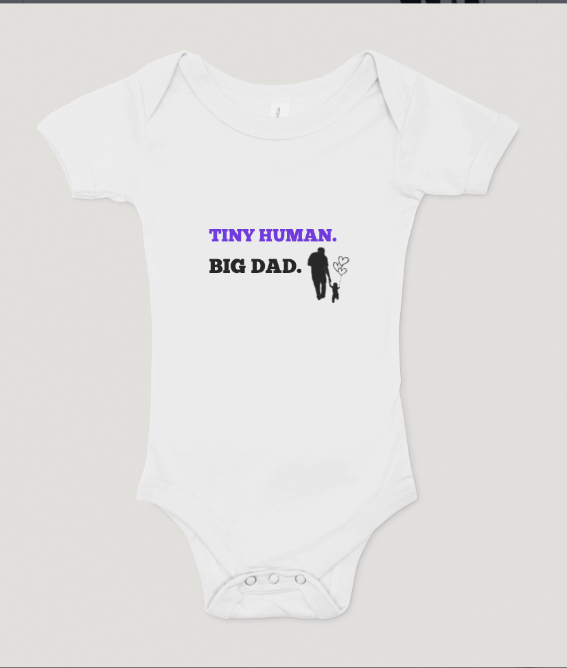 Tiny Human. Big Dad. PURPLE Onesie
